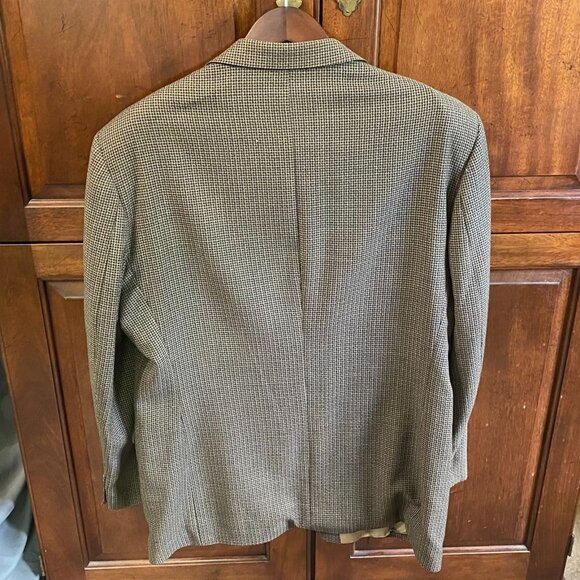 Haggar Mens Black Label Mens Blazer Jacket 44L Houndstooth Wool Blend Brown - Picture 14 of 14